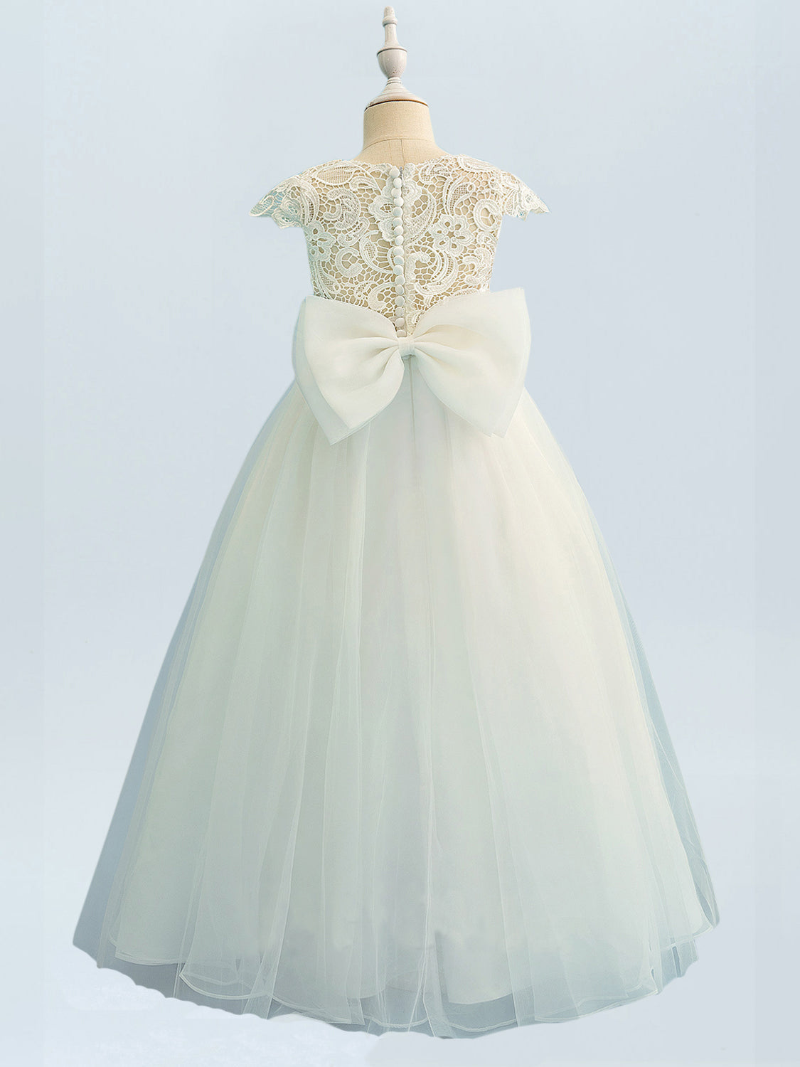 Lace A-Line Scoop Neck Half Sleeves Floweer Girl Dress-B500126