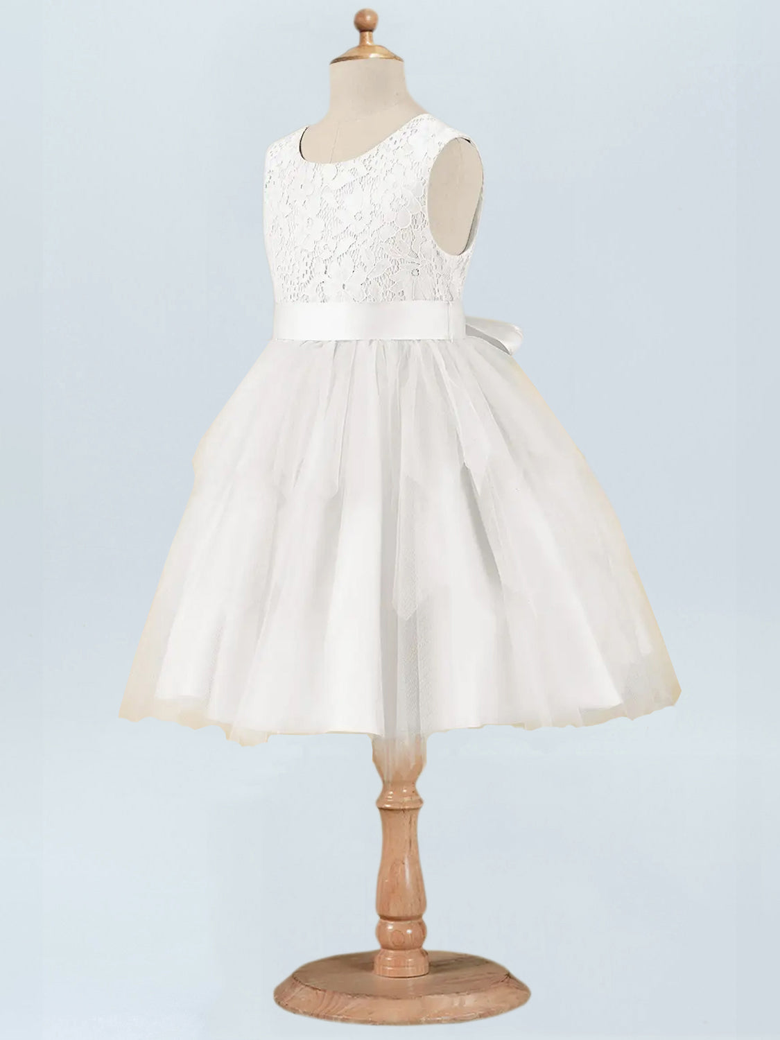 Lace A-Line Scoop Neck Half Sleeves Floweer Girl Dress-B500123