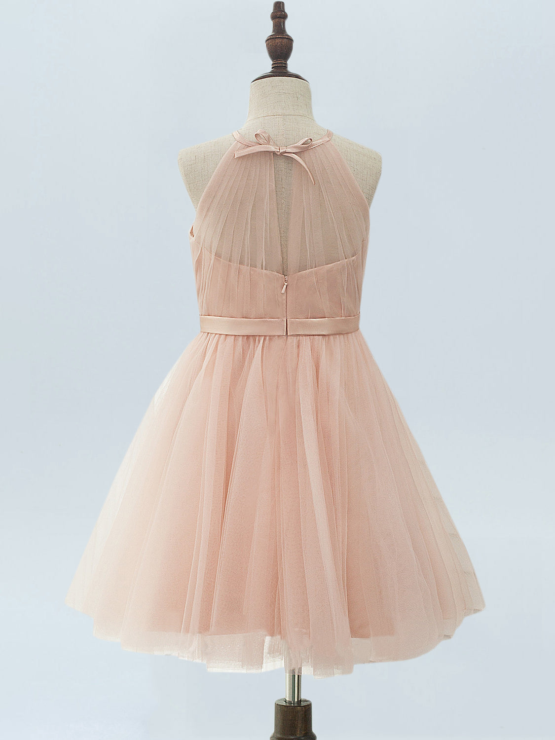 Chiffon A-Line Scoop Neck Half Sleeves Floweer Girl Dress-B500129