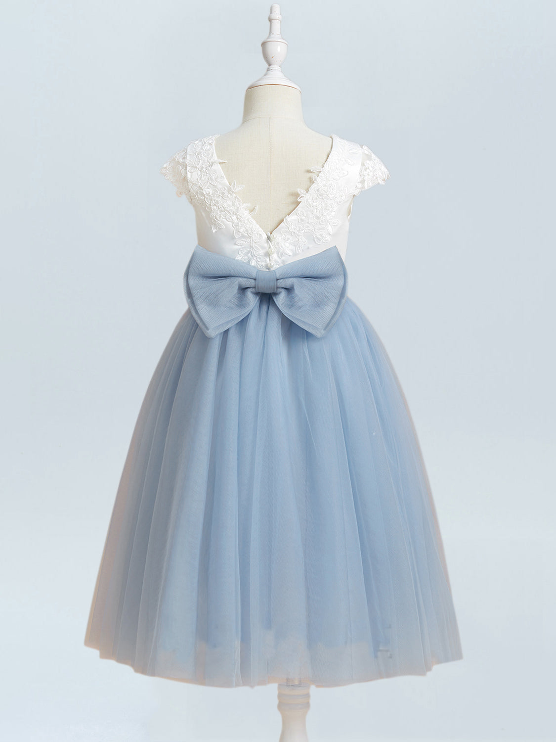 Satin A-Line Scoop Neck Half Sleeves Floweer Girl Dress-B500125