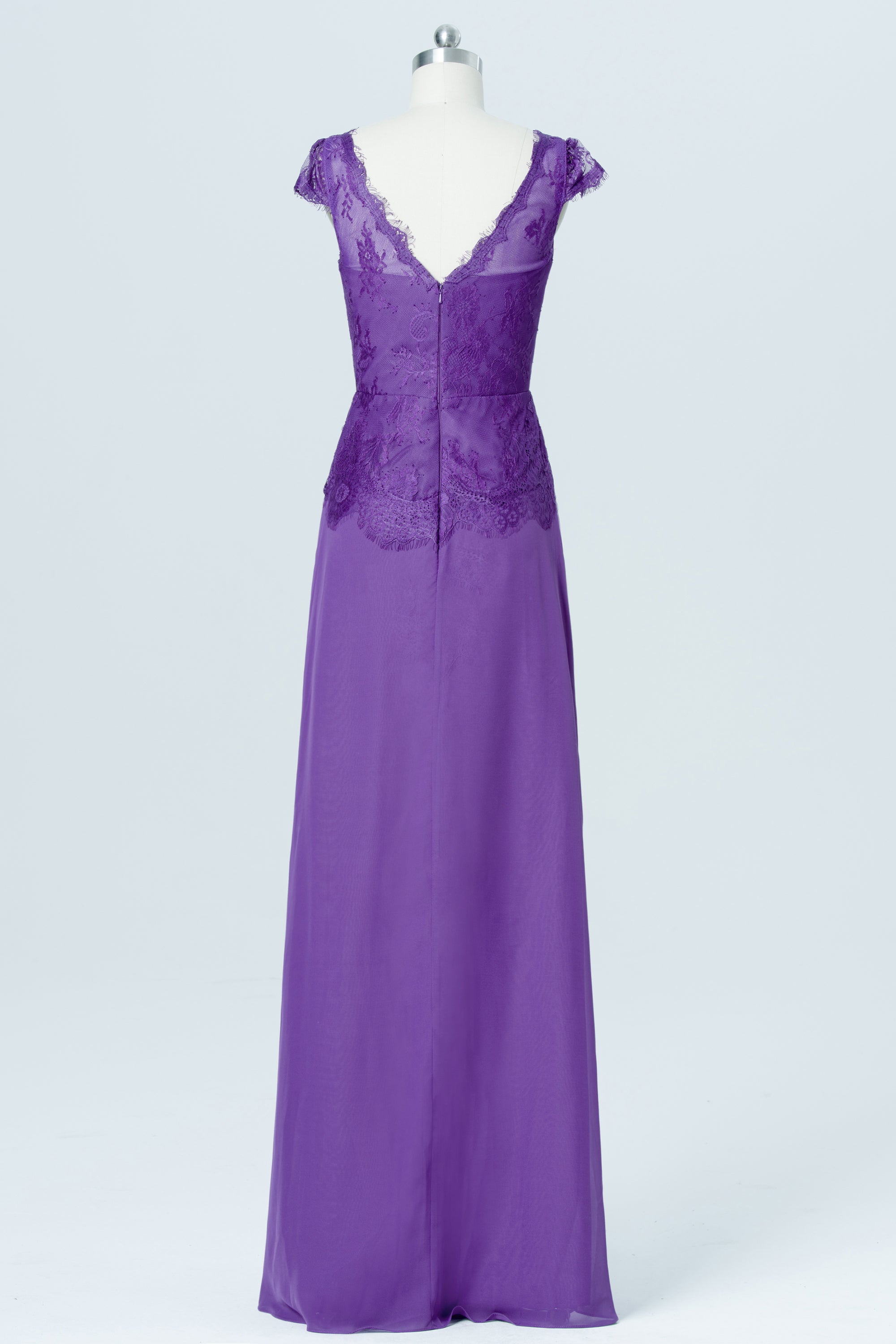 Lace V-Neck Cap Sleeves Bridesmaid Dress| Plus Size | 60+ Colors