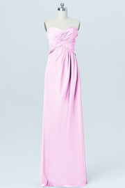 Chiffon Column Strapless Sleeveless Bridesmaid Dress-B03012