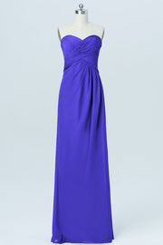 Chiffon Column Strapless Sleeveless Bridesmaid Dress-B03012