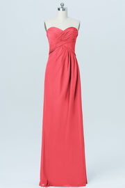 Chiffon Column Strapless Sleeveless Bridesmaid Dress-B03012