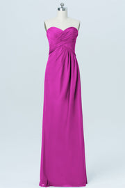 Chiffon Column Strapless Sleeveless Bridesmaid Dress-B03012