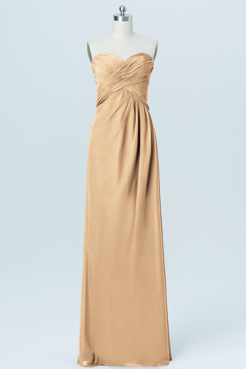Chiffon Column Strapless Sleeveless Bridesmaid Dress-B03012