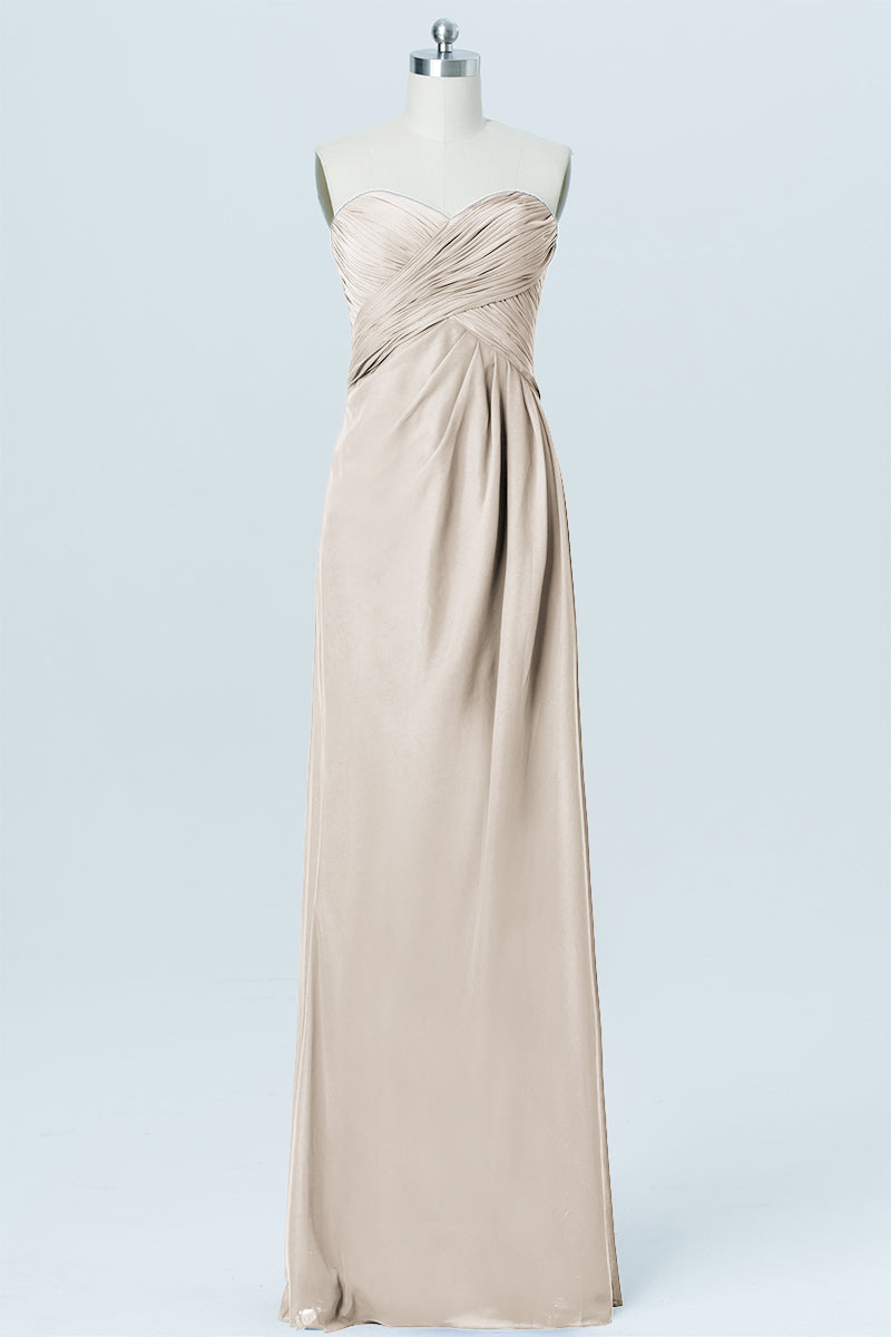 Chiffon Column Strapless Sleeveless Bridesmaid Dress-B03012
