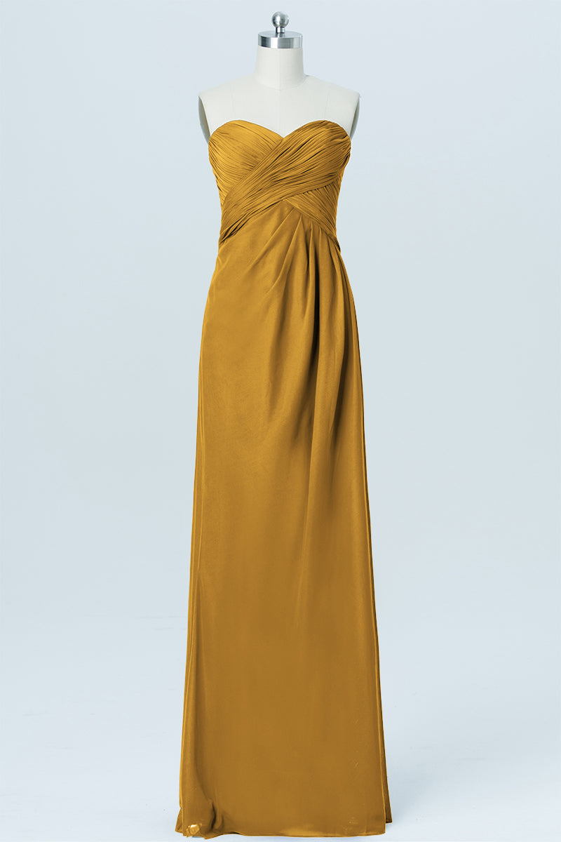 Chiffon Column Strapless Sleeveless Bridesmaid Dress-B03012