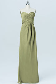 Chiffon Column Strapless Sleeveless Bridesmaid Dress-B03012