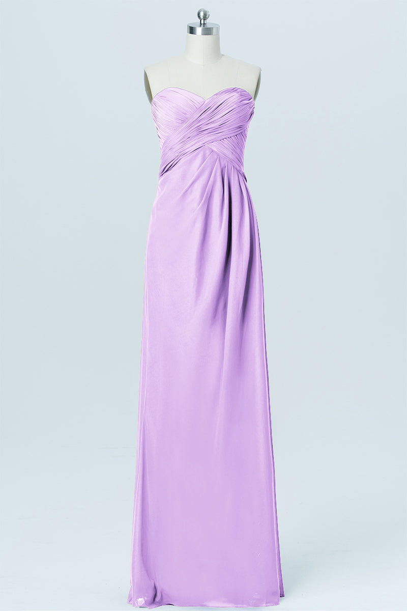 Chiffon Column Strapless Sleeveless Bridesmaid Dress-B03012