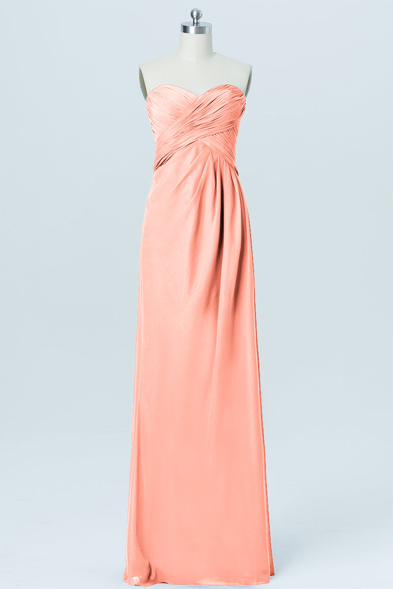 Chiffon Column Strapless Sleeveless Bridesmaid Dress-B03012