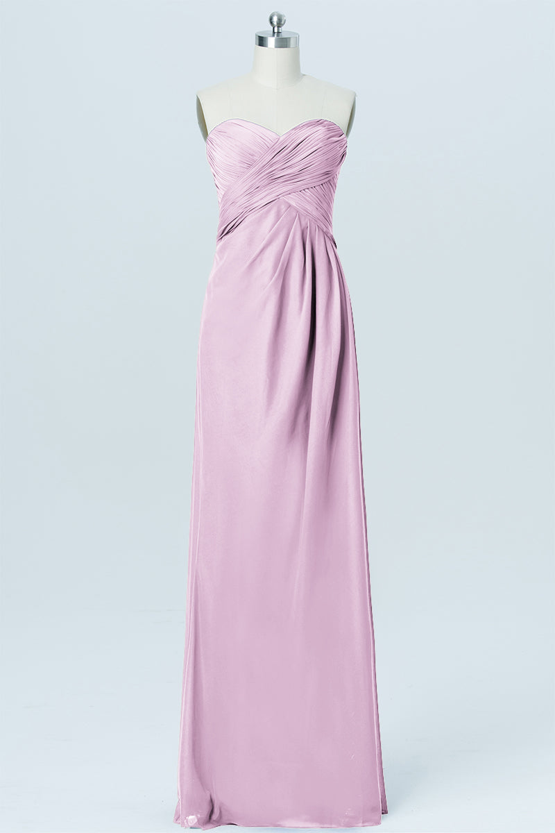 Chiffon Column Strapless Sleeveless Bridesmaid Dress-B03012