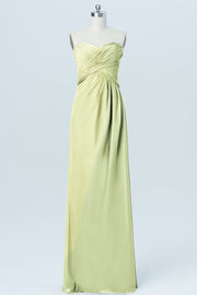 Chiffon Column Strapless Sleeveless Bridesmaid Dress-B03012