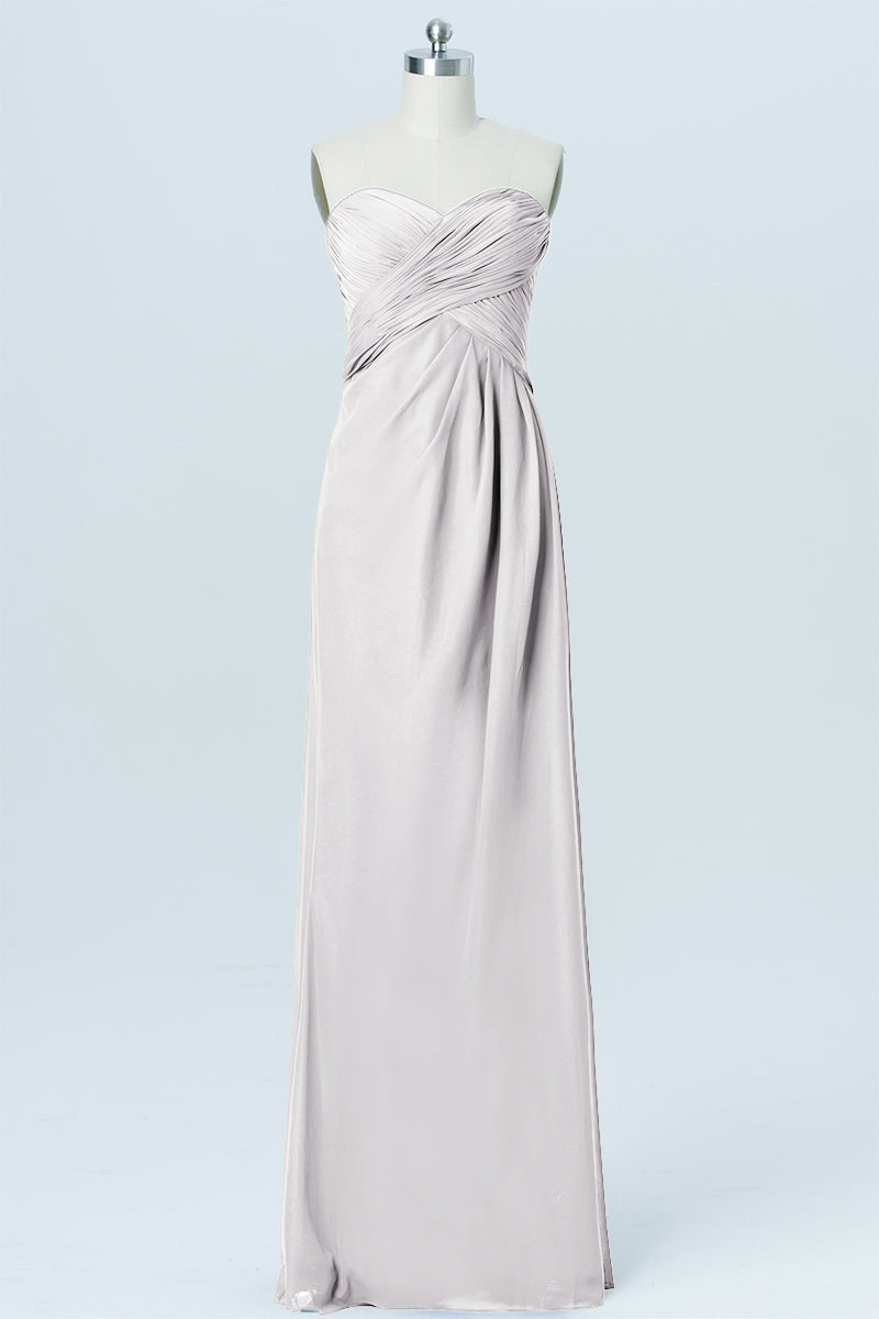 Chiffon Column Strapless Sleeveless Bridesmaid Dress-B03012
