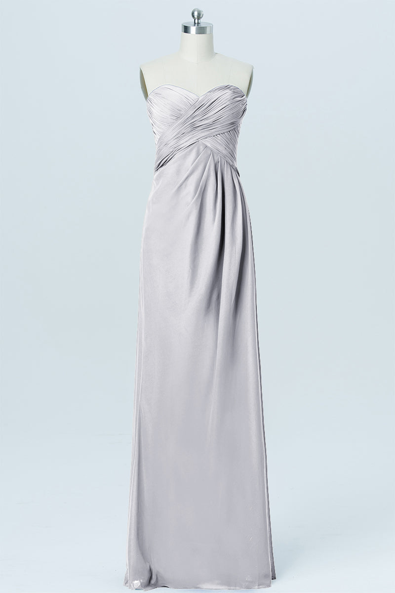 Chiffon Column Strapless Sleeveless Bridesmaid Dress-B03012