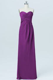 Chiffon Column Strapless Sleeveless Bridesmaid Dress-B03012