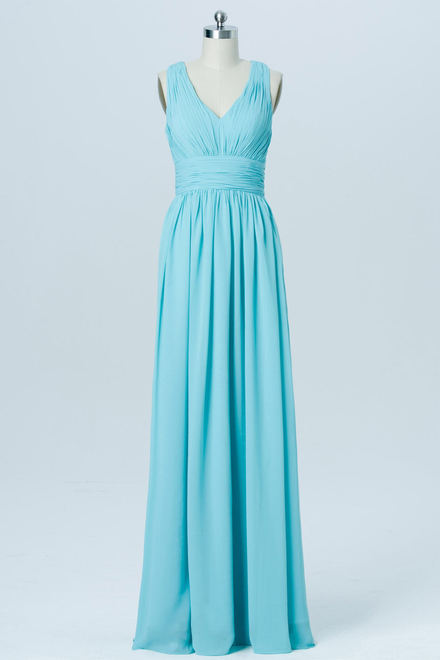 Chiffon Scoop Neck Sleeveless Bridesmaid Dress| Plus Size | 60+ Colors