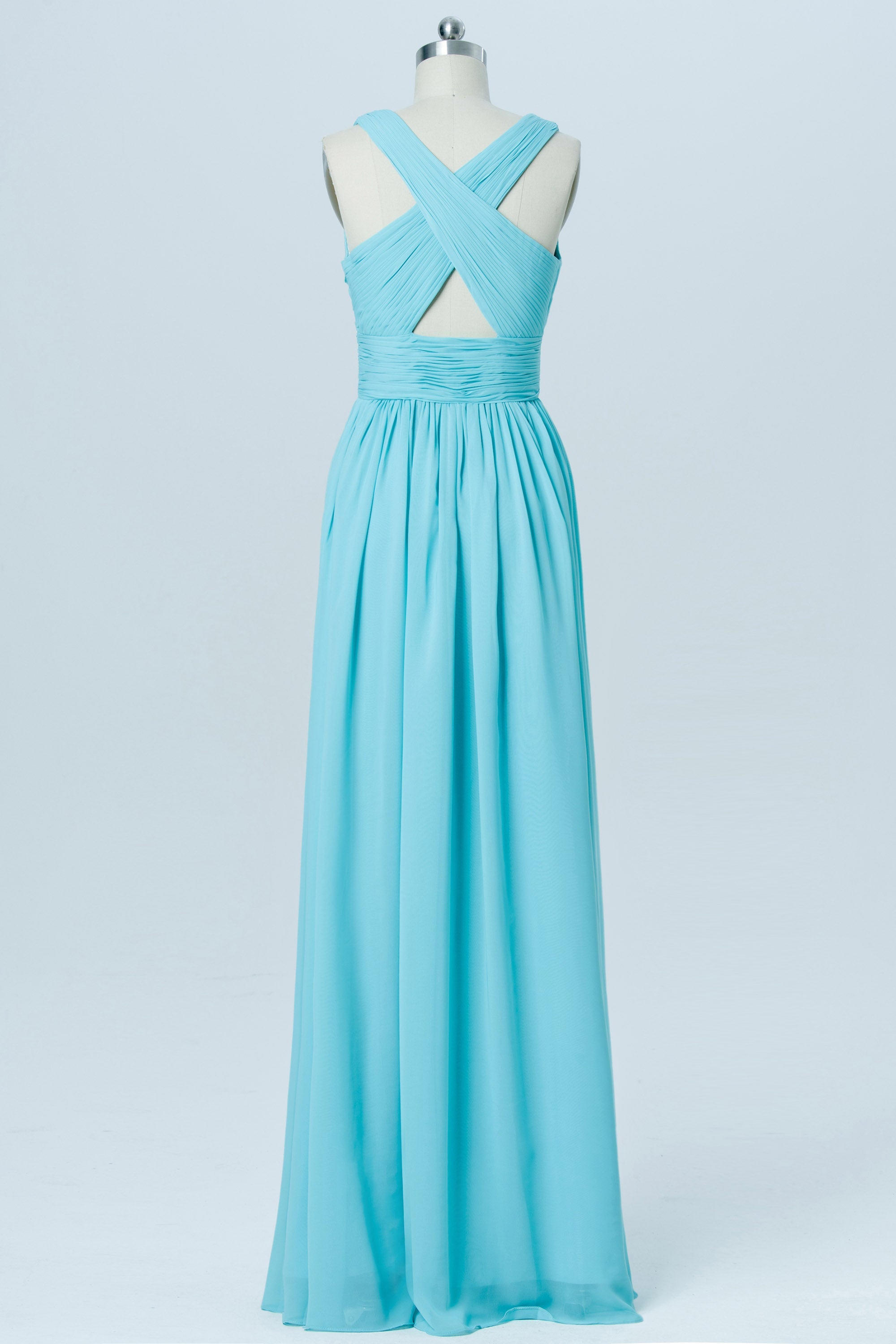 Chiffon Scoop Neck Sleeveless Bridesmaid Dress| Plus Size | 60+ Colors