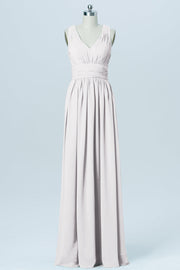 Chiffon Column V-Neck Sleeveless Bridesmaid Dress-B03022