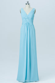 Chiffon V-Neck Sleeveless Bridesmaid Dress| Plus Size | 60+ Colors