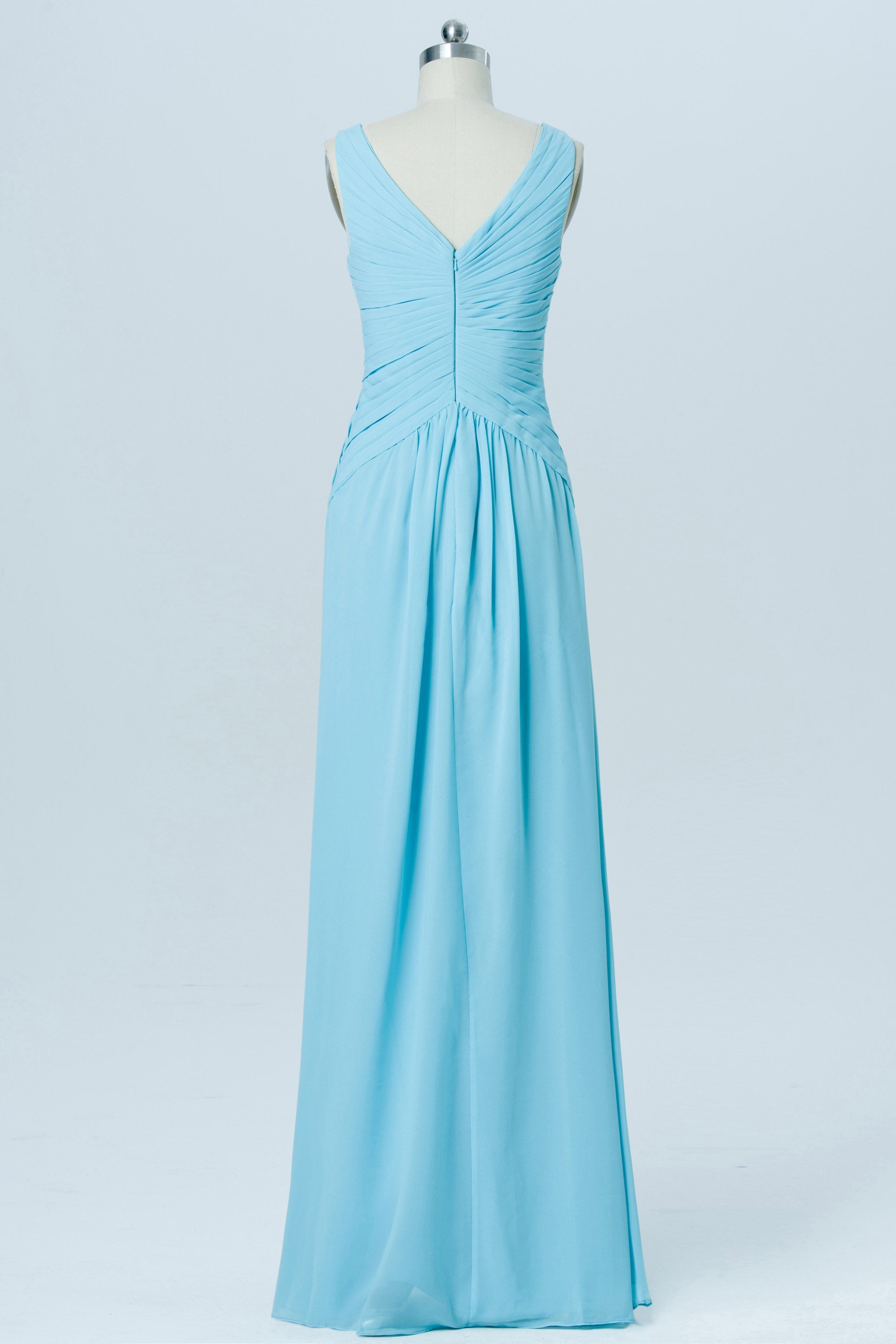 Chiffon V-Neck Sleeveless Bridesmaid Dress| Plus Size | 60+ Colors