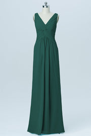 Chiffon Column V-Neck Sleeveless Bridesmaid Dress-B03023