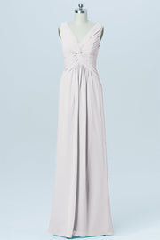 Chiffon Column V-Neck Sleeveless Bridesmaid Dress-B03023