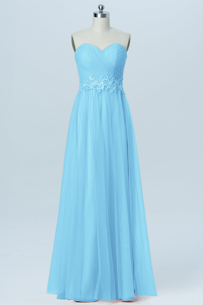 Lace Column Strapless Sleeveless Bridesmaid Dress-B03031