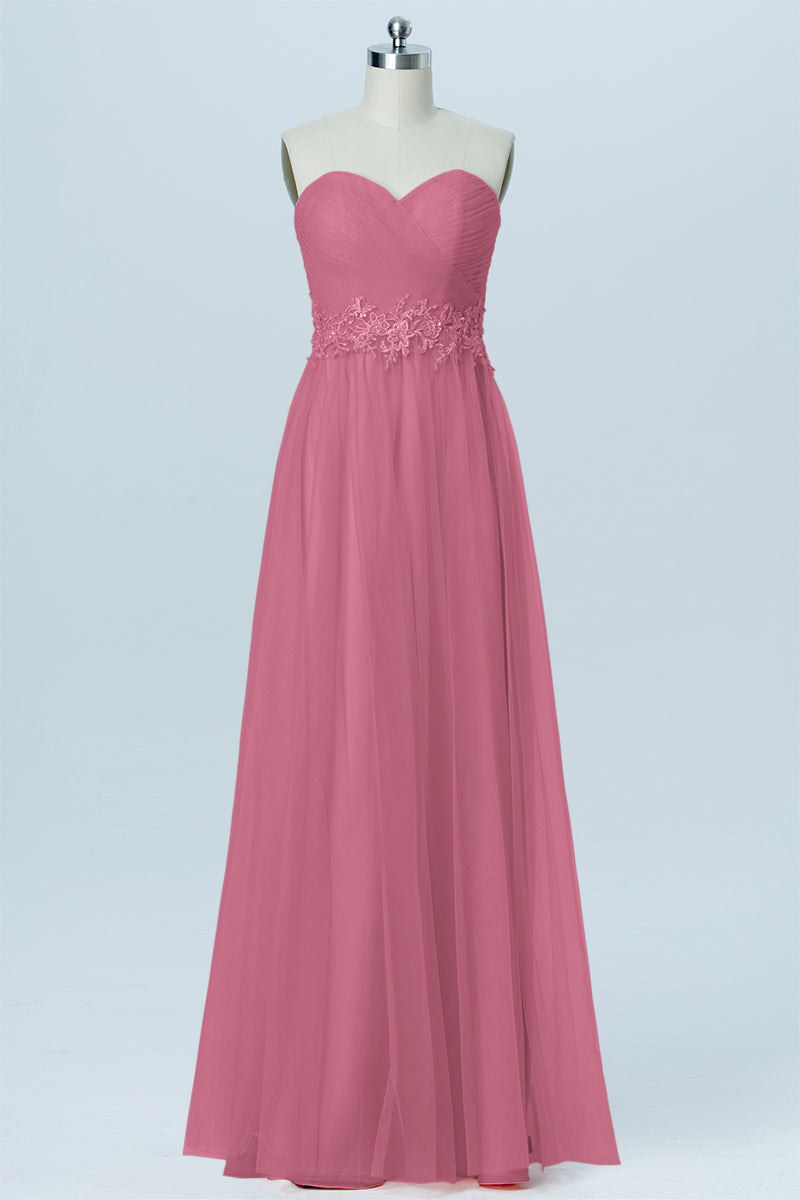 Lace Column Strapless Sleeveless Bridesmaid Dress-B03031