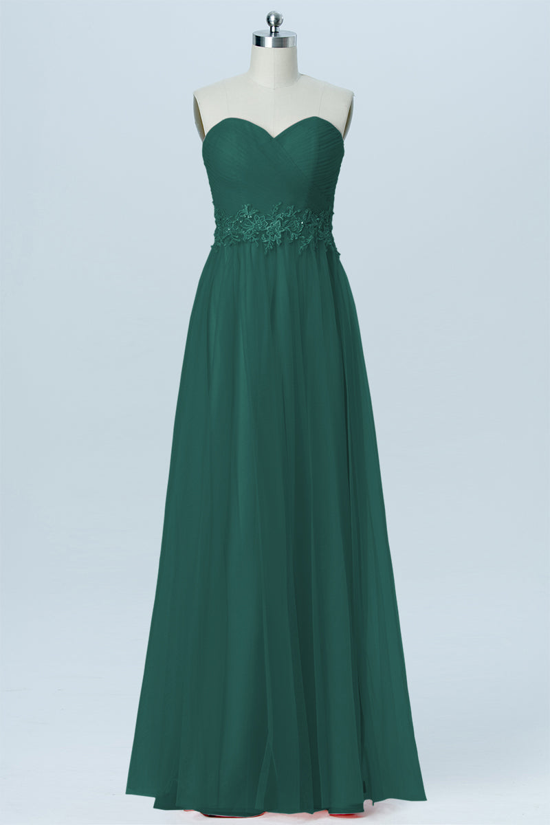 Lace Column Strapless Sleeveless Bridesmaid Dress-B03031