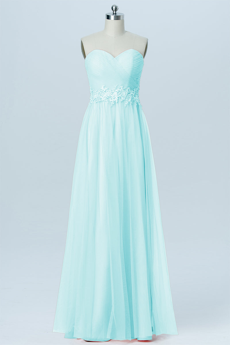 Lace Column Strapless Sleeveless Bridesmaid Dress-B03031