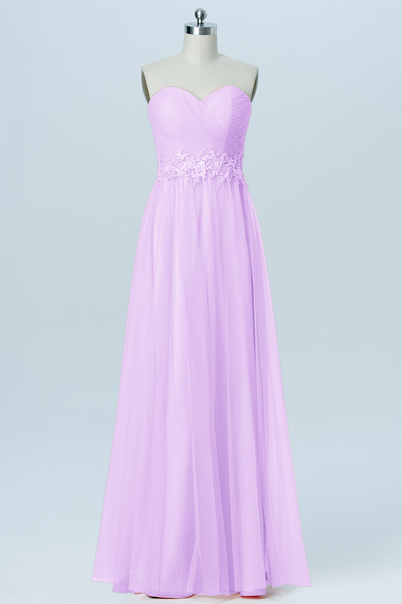Lace Column Strapless Sleeveless Bridesmaid Dress-B03031