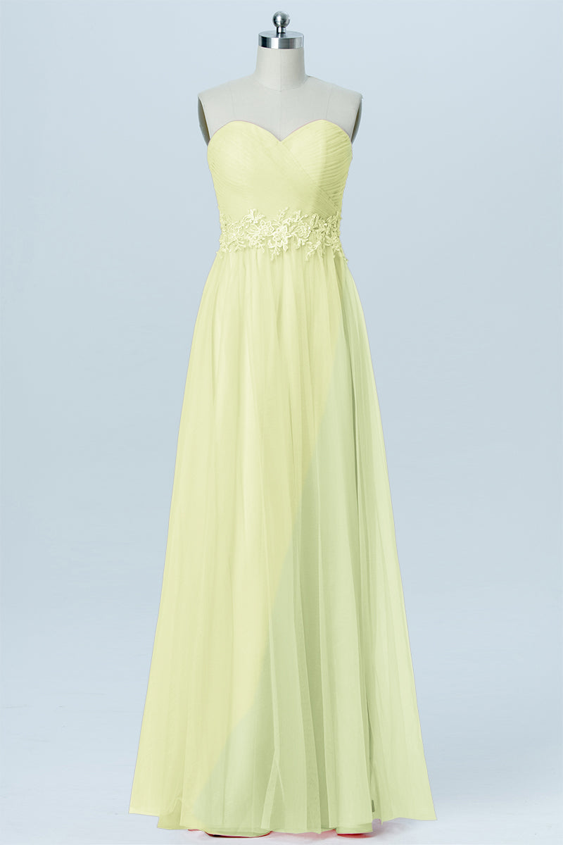 Lace Column Strapless Sleeveless Bridesmaid Dress-B03031