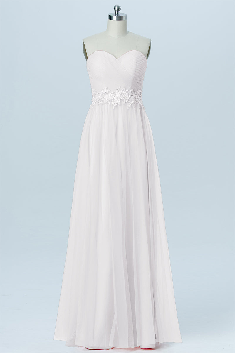 Lace Column Strapless Sleeveless Bridesmaid Dress-B03031