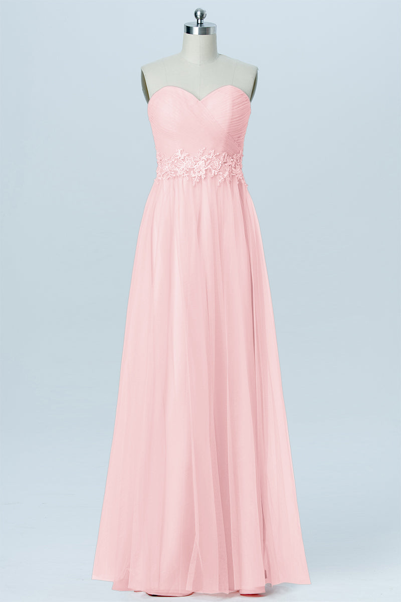 Lace Column Strapless Sleeveless Bridesmaid Dress-B03031