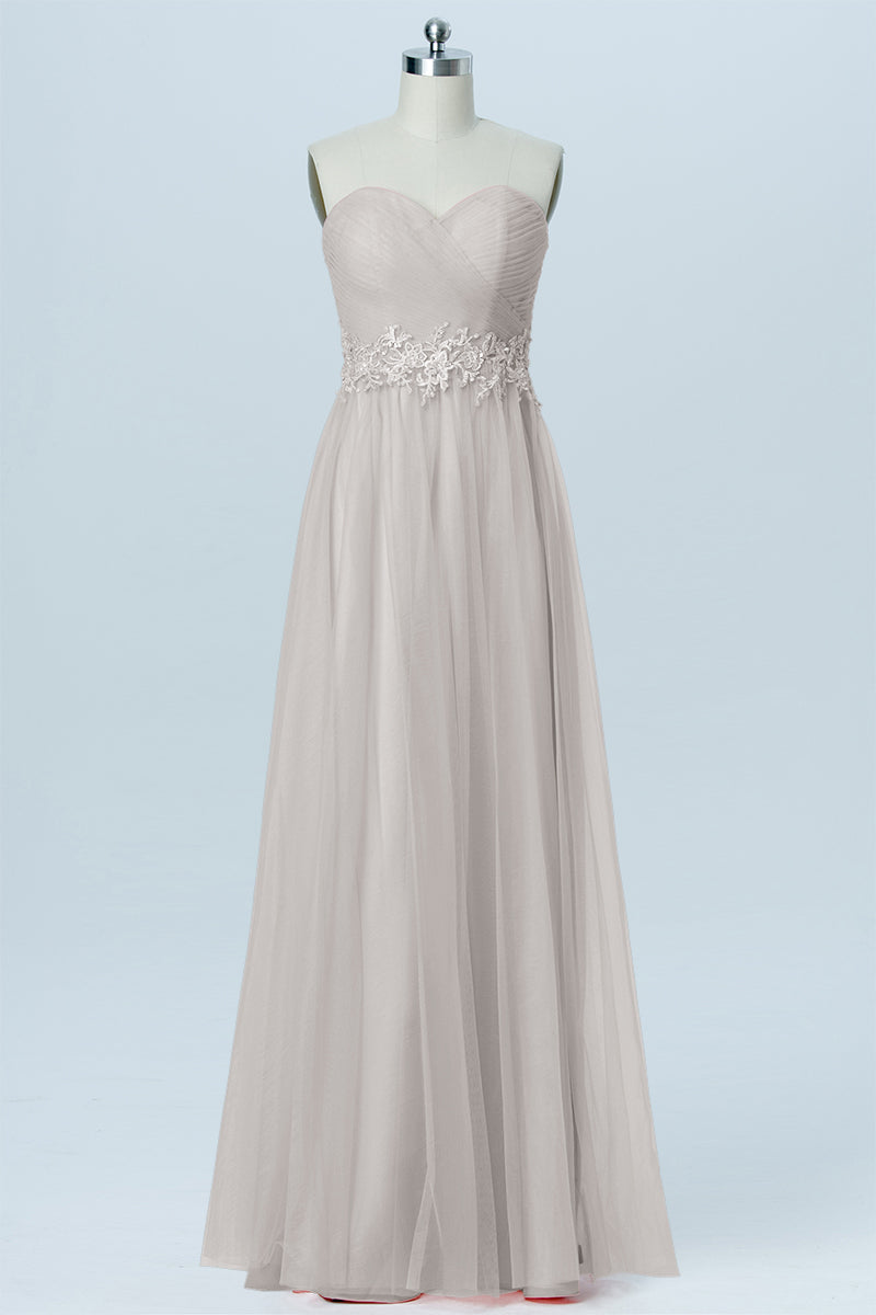 Lace Column Strapless Sleeveless Bridesmaid Dress-B03031