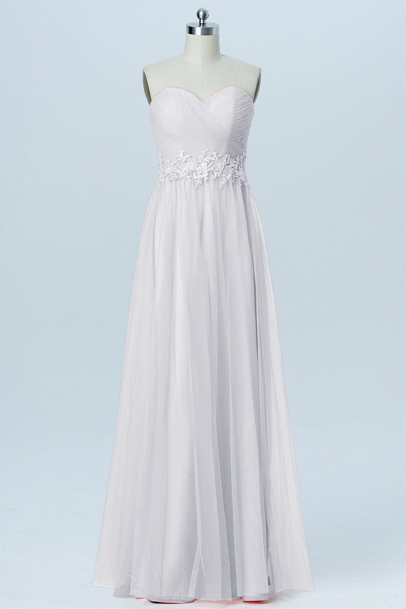 Lace Column Strapless Sleeveless Bridesmaid Dress-B03031
