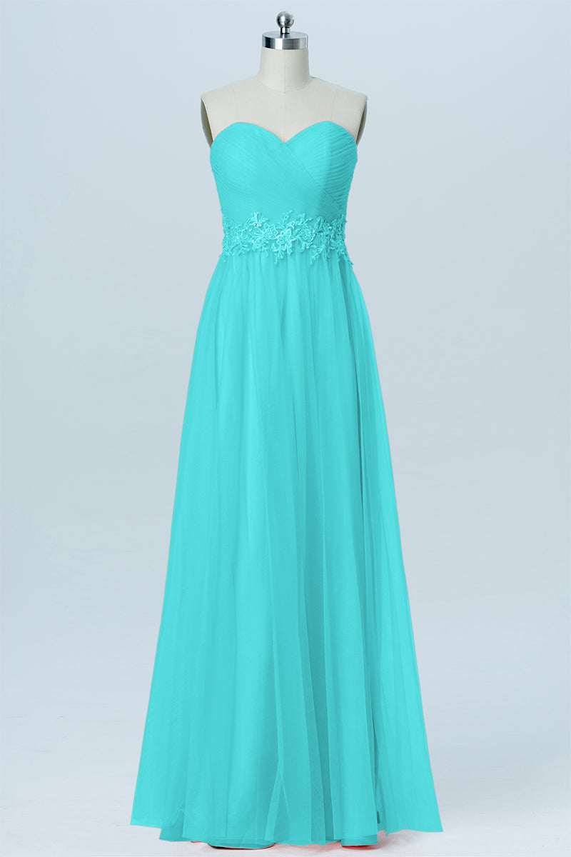 Lace Column Strapless Sleeveless Bridesmaid Dress-B03031