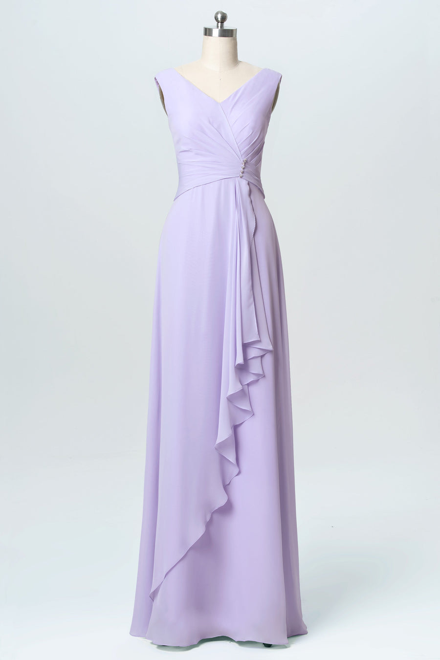 Chiffon V-Neck Sleeveless Bridesmaid Dress| Plus Size | 60+ Colors