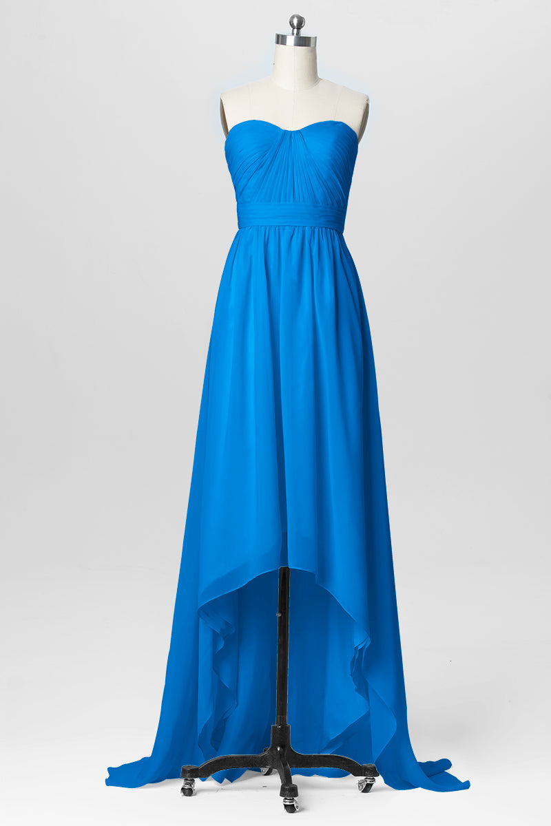 Chiffon Column Strapless Sleeveless Bridesmaid Dress-B03040