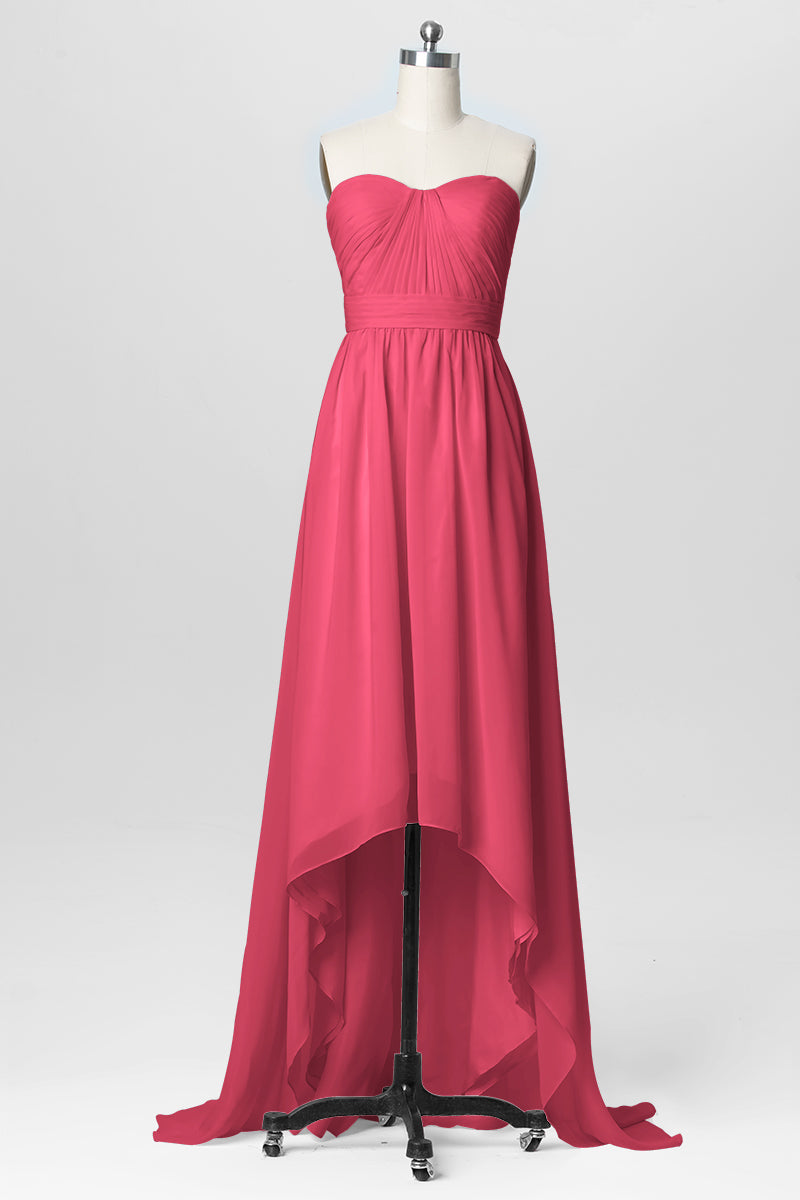 Chiffon Column Strapless Sleeveless Bridesmaid Dress-B03040