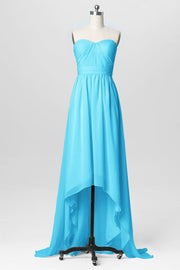Chiffon Column Strapless Sleeveless Bridesmaid Dress-B03040