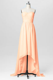 Chiffon Column Strapless Sleeveless Bridesmaid Dress-B03040