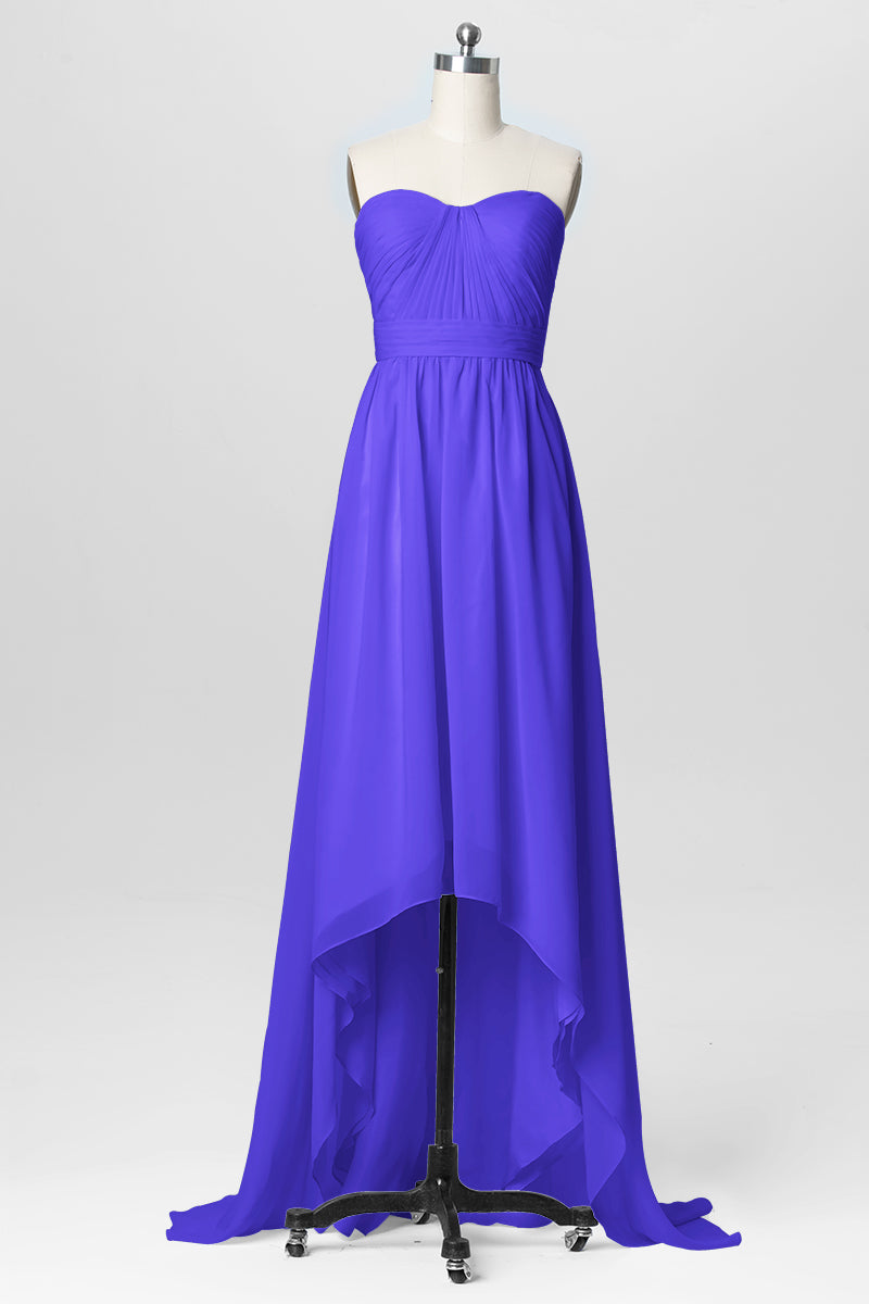 Chiffon Column Strapless Sleeveless Bridesmaid Dress-B03040