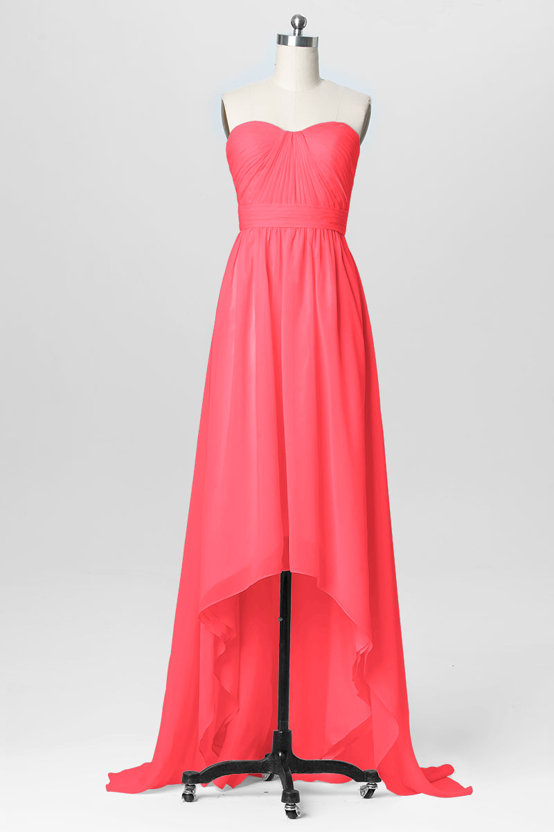 Chiffon Column Strapless Sleeveless Bridesmaid Dress-B03040