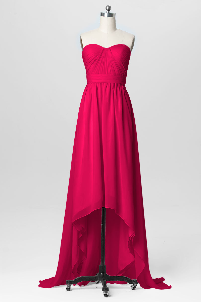 Chiffon Column Strapless Sleeveless Bridesmaid Dress-B03040