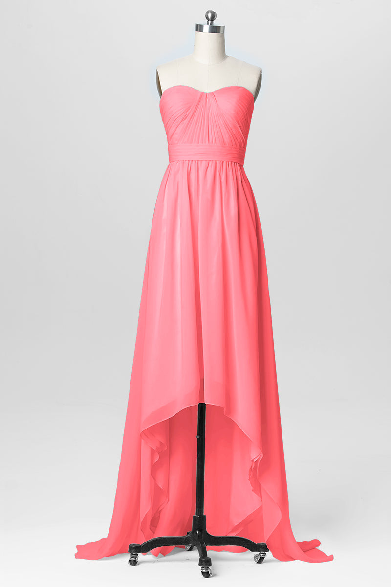 Chiffon Column Strapless Sleeveless Bridesmaid Dress-B03040