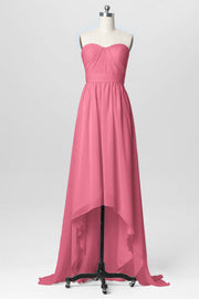 Chiffon Column Strapless Sleeveless Bridesmaid Dress-B03040