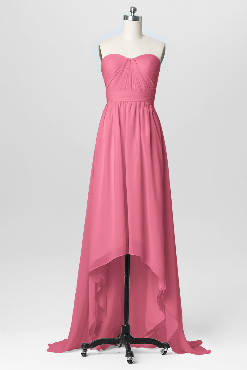 Chiffon Column Strapless Sleeveless Bridesmaid Dress-B03040