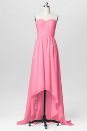 Chiffon Column Strapless Sleeveless Bridesmaid Dress-B03040